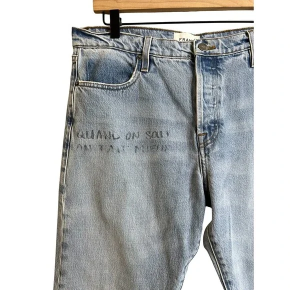 FRAME Le Slouch Caspian Graffati Scribble Print Boyfriend Jeans Size 28 Button - Picture 4 of 9